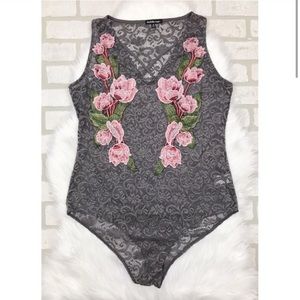 Charlotte Russe Sheer Lace Sleeveless Bodysuit 1X